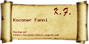 Kocsner Fanni névjegykártya